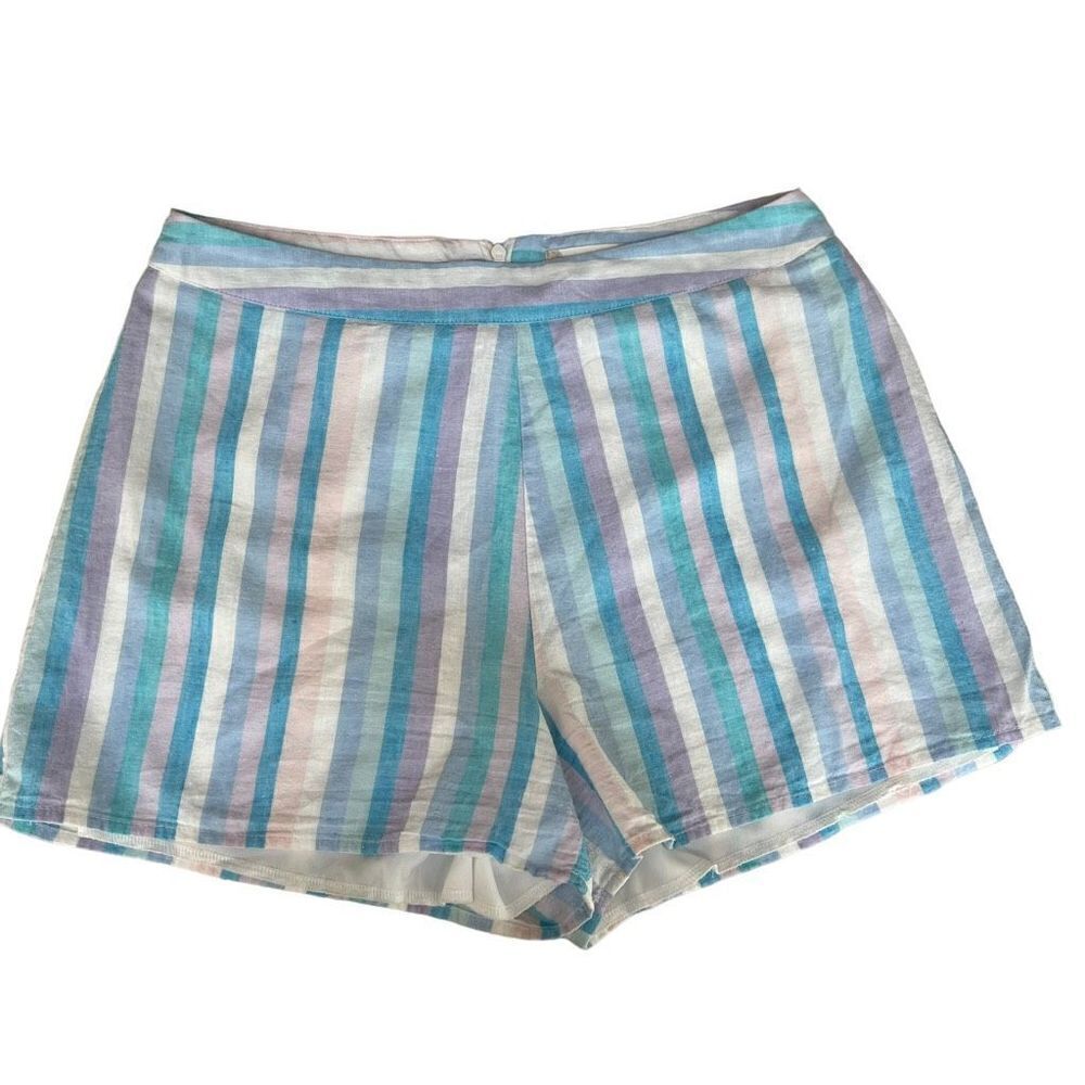 Altar'd State Pastel Striped Blue Pink Linen blend lined Casual Shorts Size L